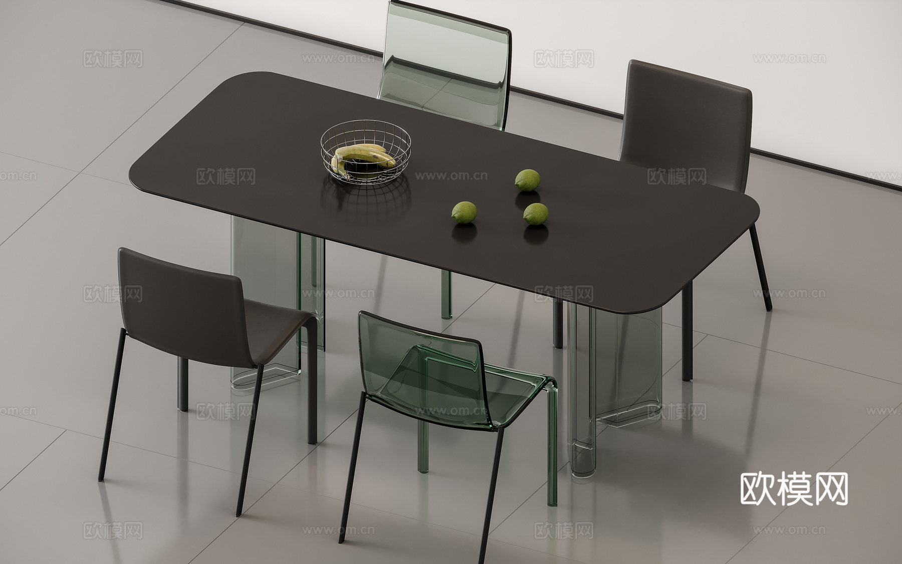 现代意式餐桌3d模型