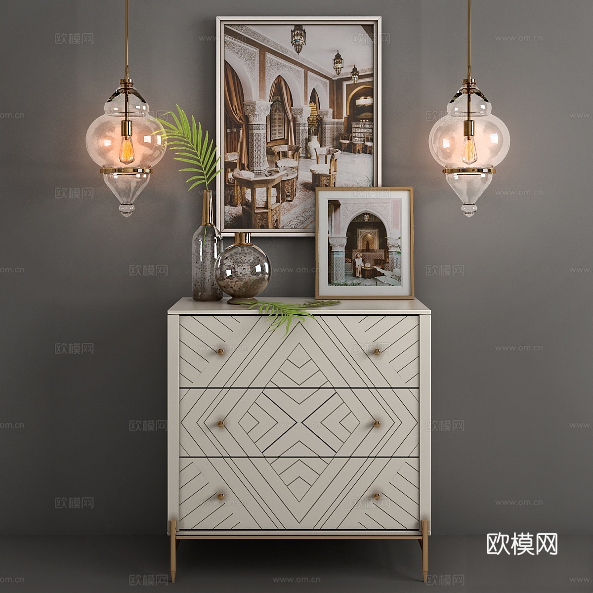 实木抽屉柜 Embury Anthropologie 和 A3d模型