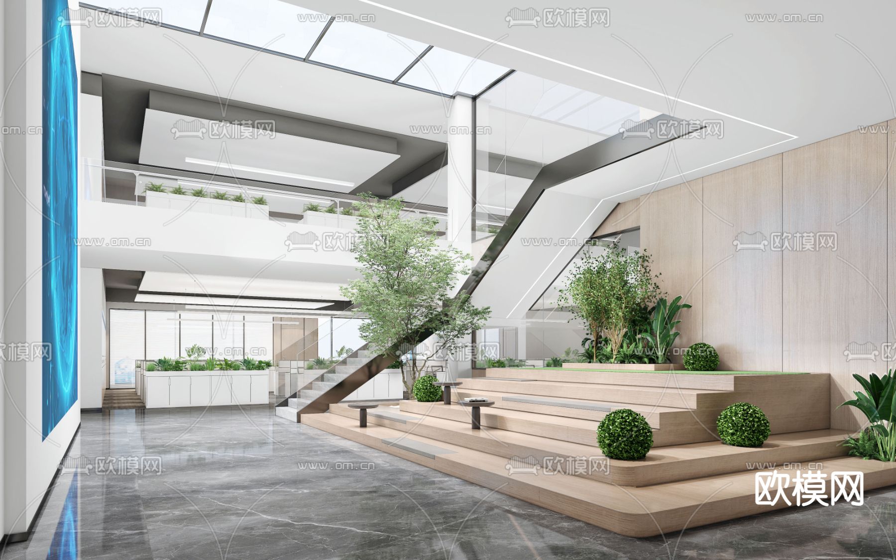 现代办公休息区su模型下载（渲染图1）