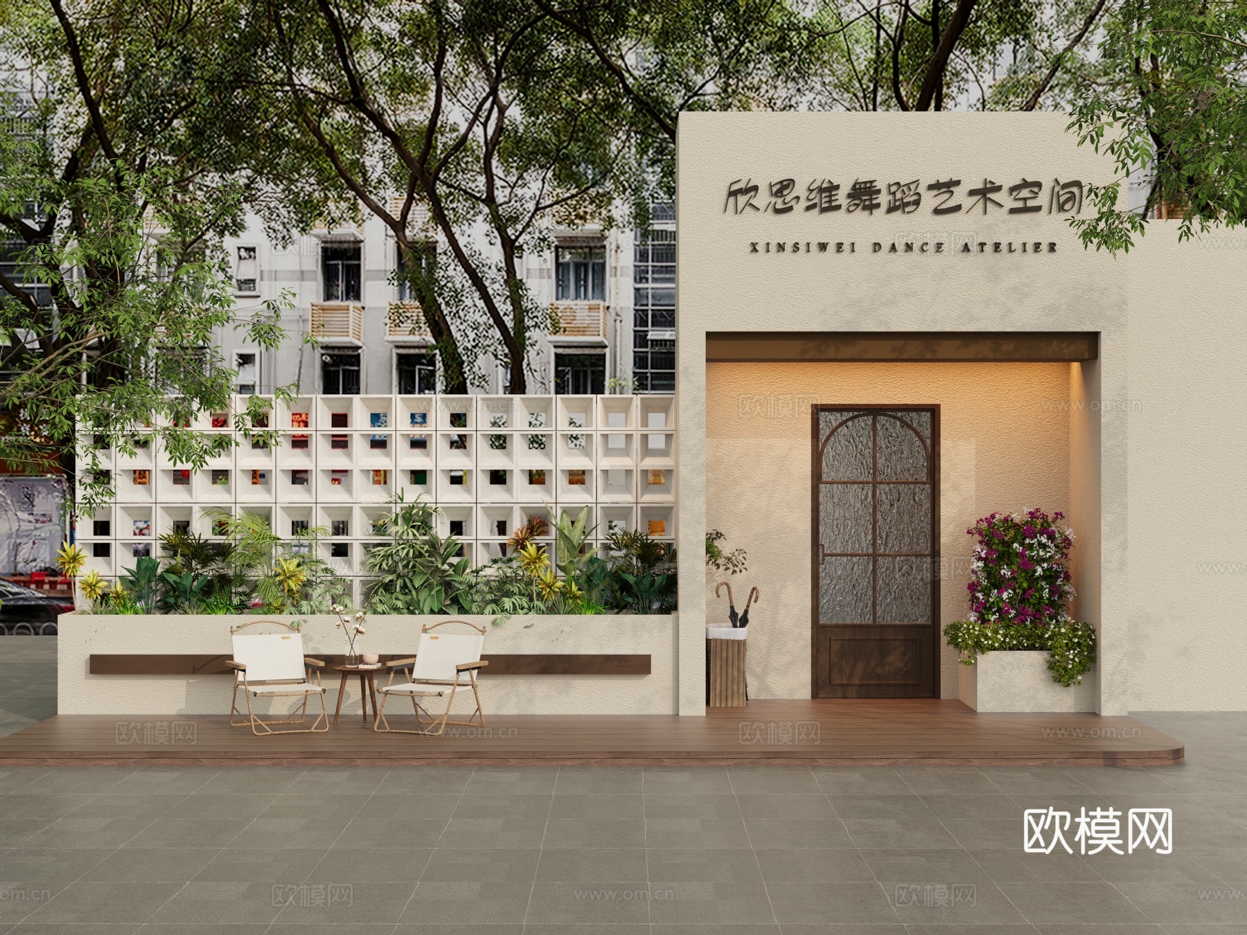 艺术学校门头 舞蹈学校门头 培训机构门头 美容店门头 餐饮店3d模型