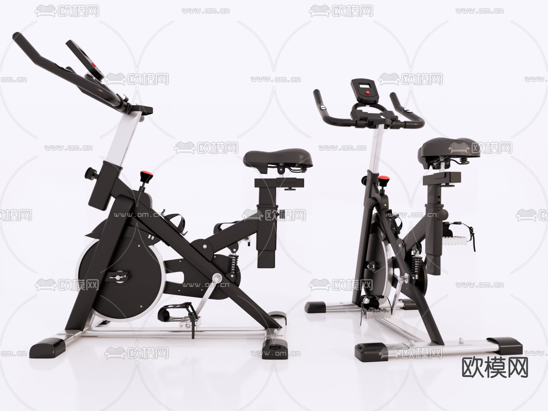 动感单车 健身器材 脚踏机su模型