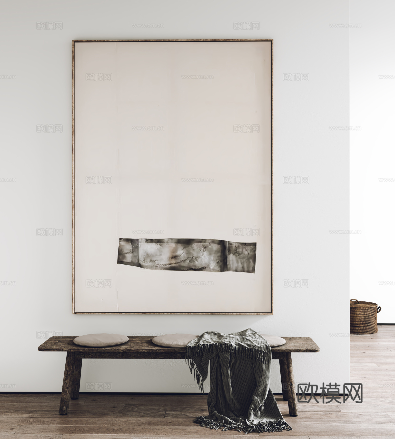现代挂画 装饰画 客厅挂画 玄关挂画 凳子3d模型