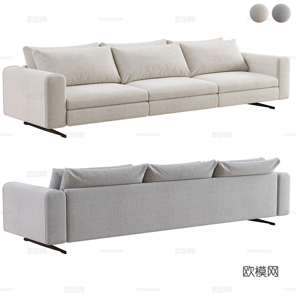 现代意式布艺休闲沙发3d模型