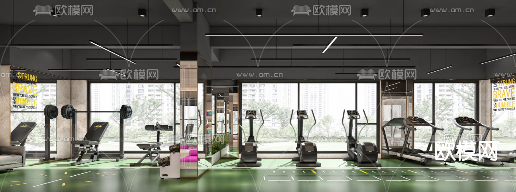 现代健身房su模型下载（渲染图1）