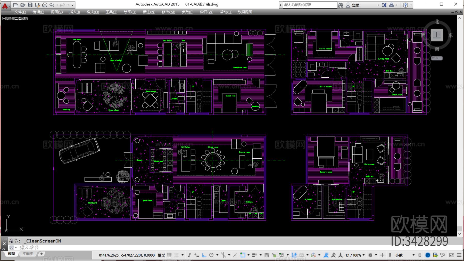 iGo 600㎡自建房项目平面优化案例源文件cad施工图下载（渲染图2）