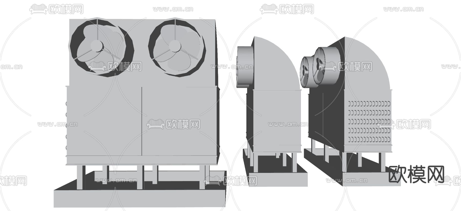 不锈钢管道 风道 冷却塔su模型