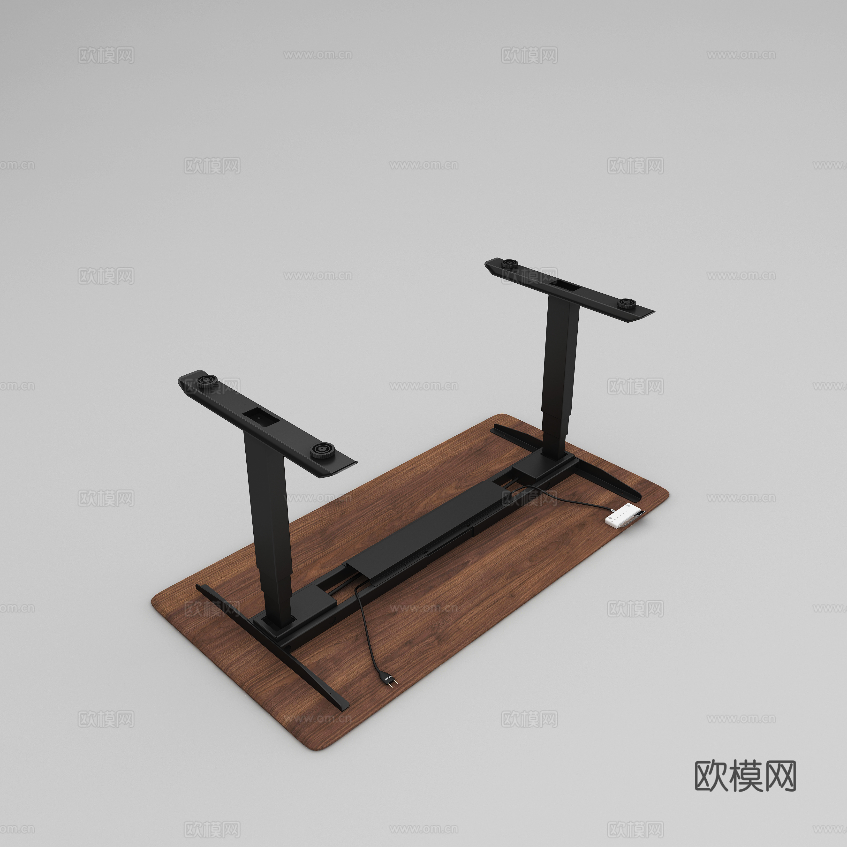 现代木纹书桌 电脑桌 升降功能桌白底图3d模型