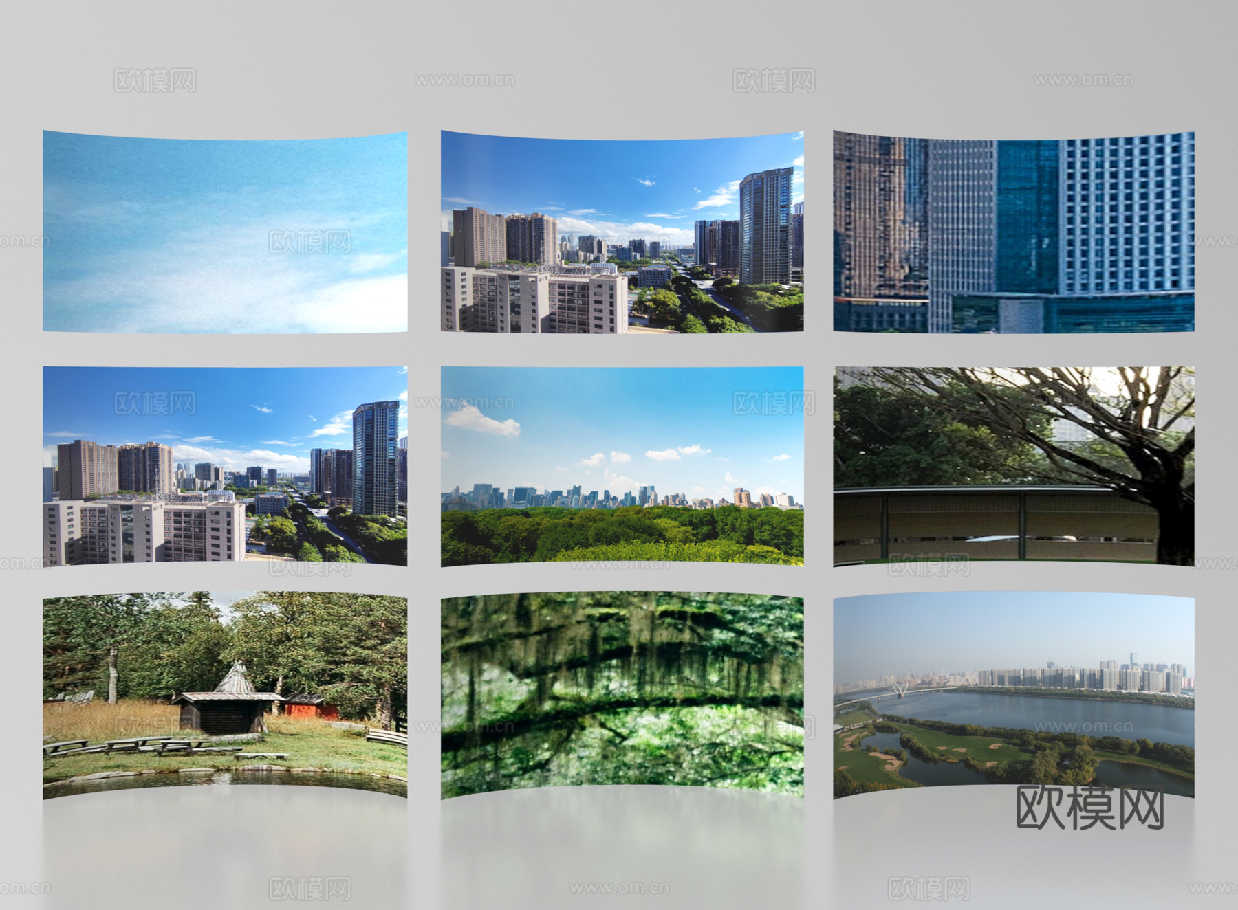 现代环绕背景 户外外景 城市背景 背景景观环绕su模型