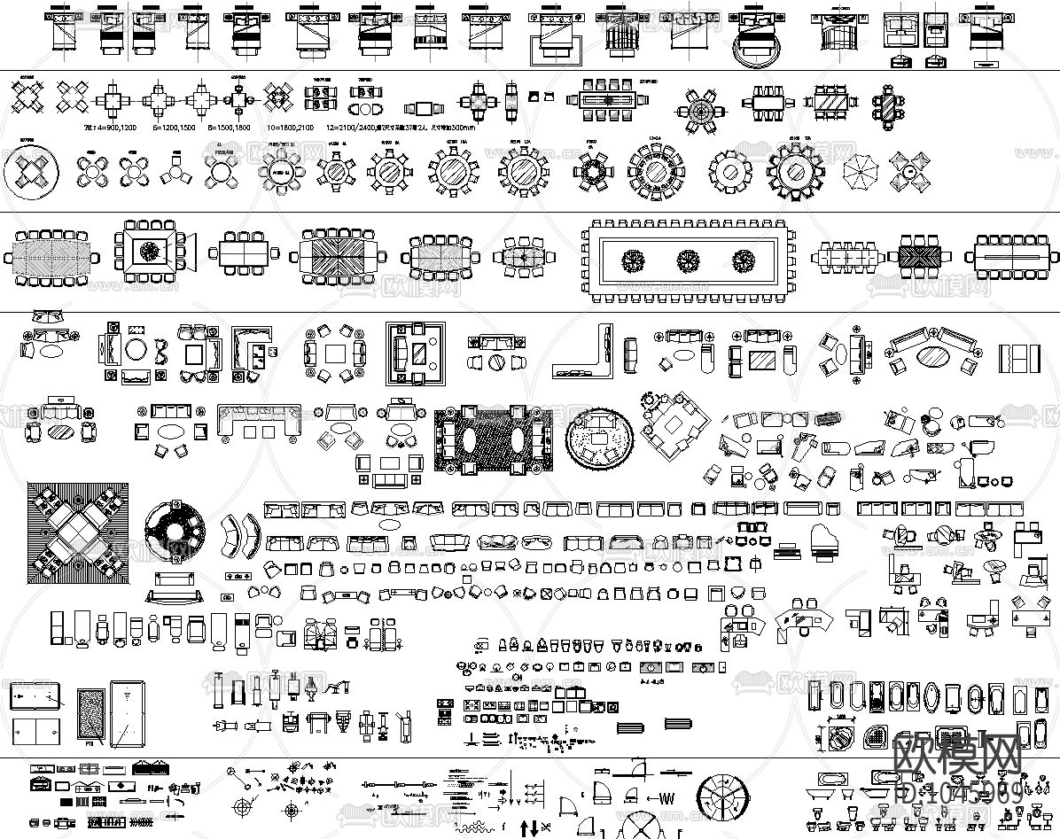 平面家具图块下载（渲染图1）