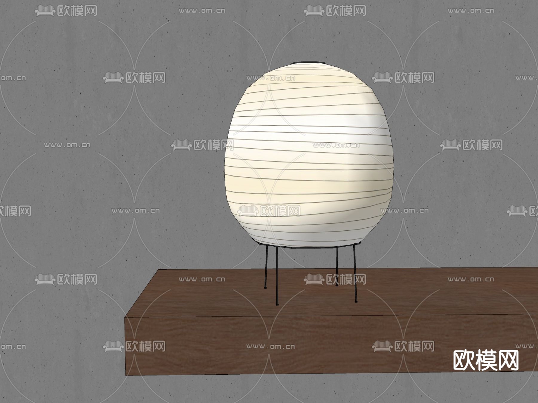 AKARI日式台灯su模型下载（渲染图2）