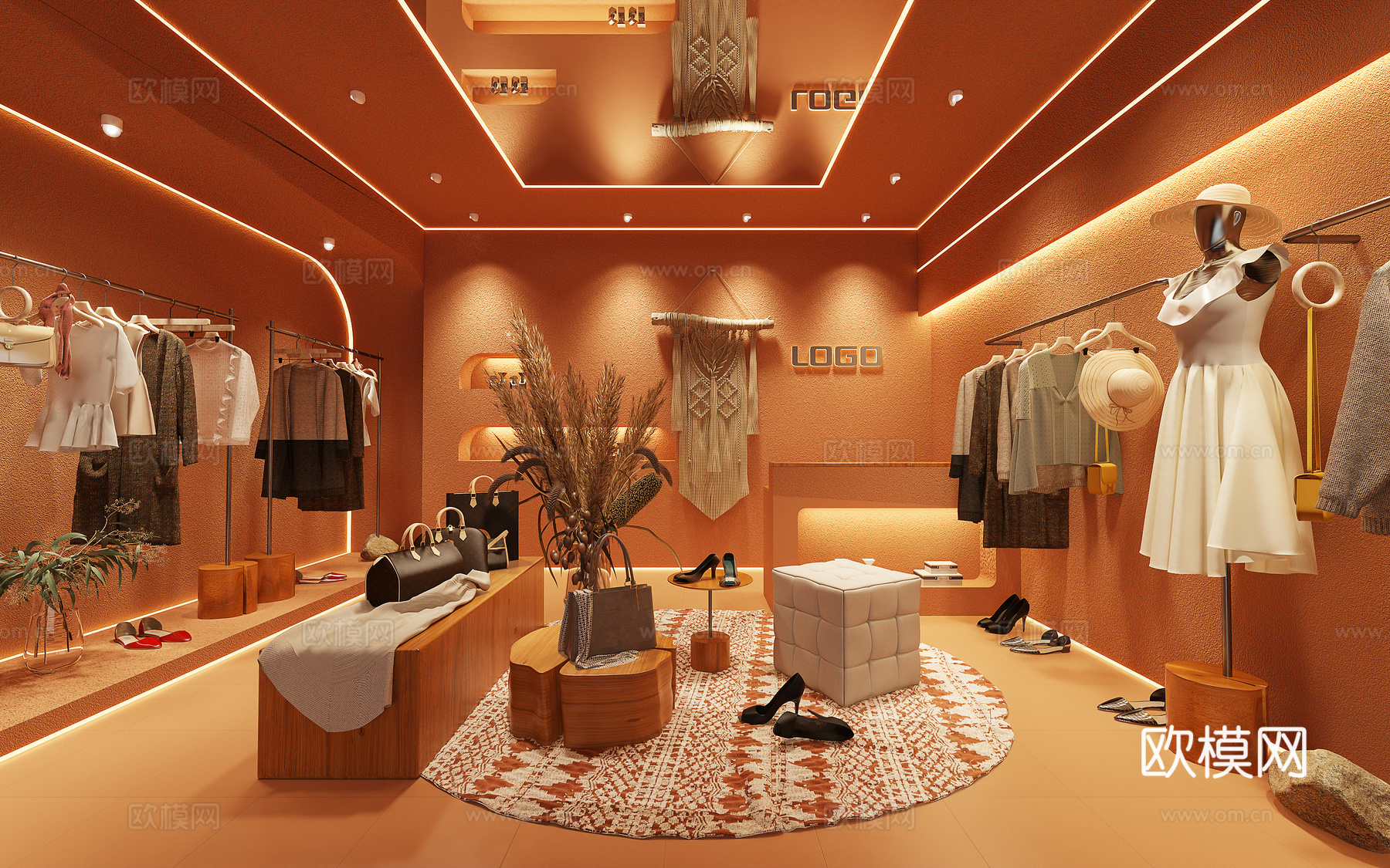 服装店 女装店 衣帽架 服饰3d模型