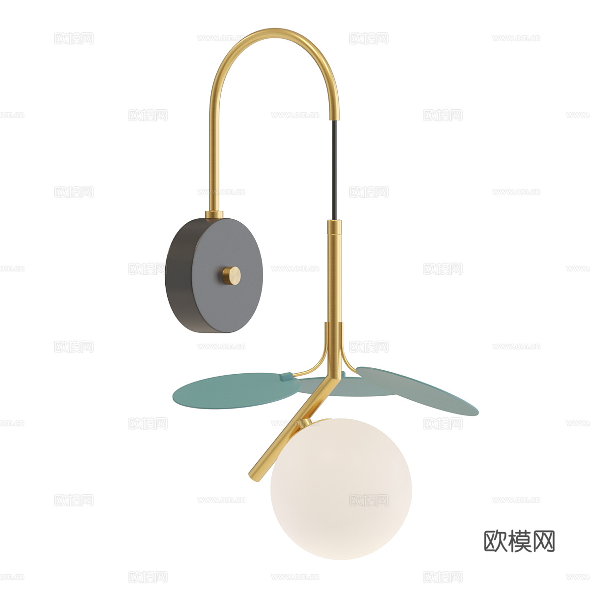 现代轻奢金属玻璃儿童壁灯3d模型