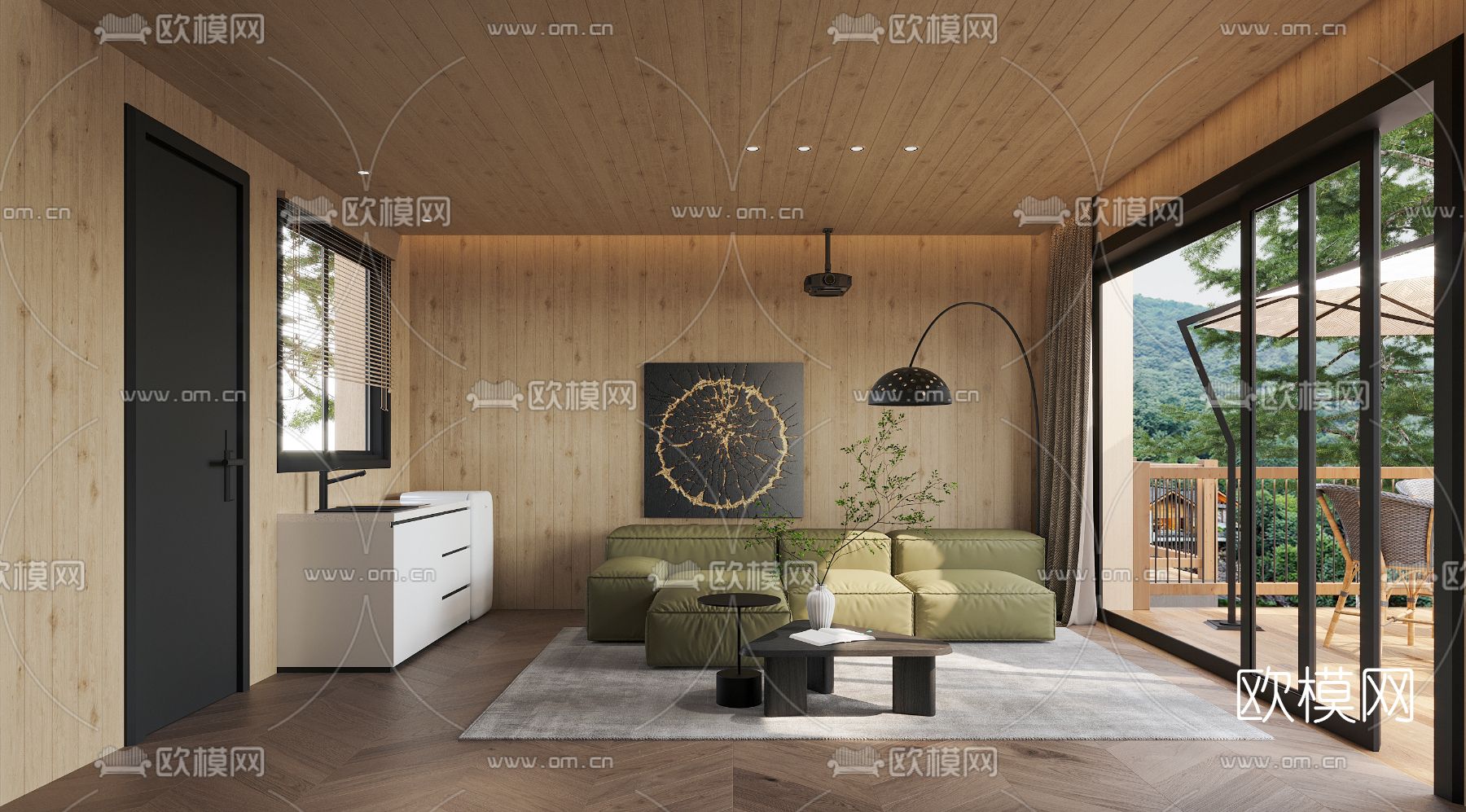 北欧民宿复式客厅卧室3d模型下载（渲染图3）