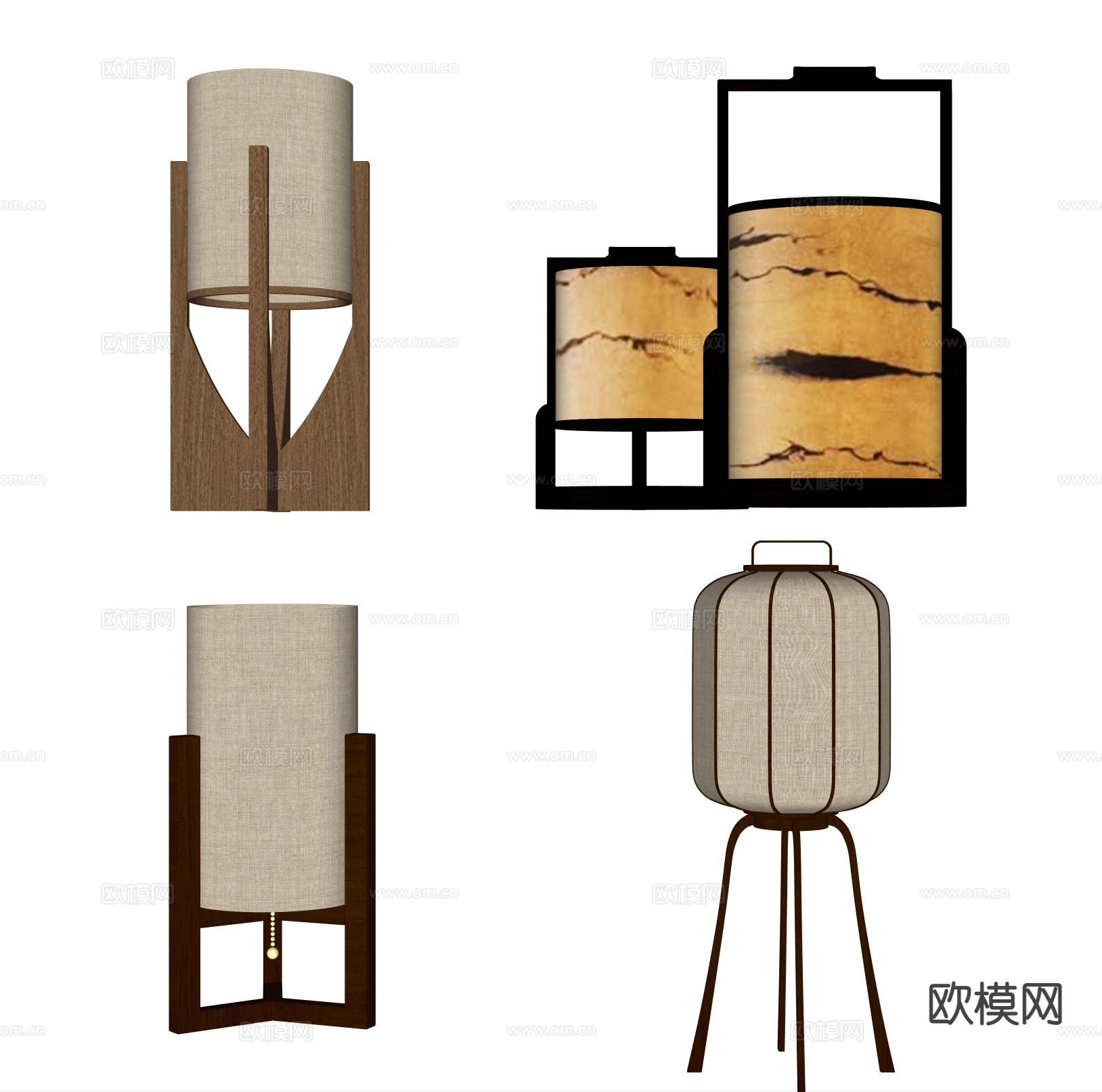 新中式台灯su模型下载（渲染图1）