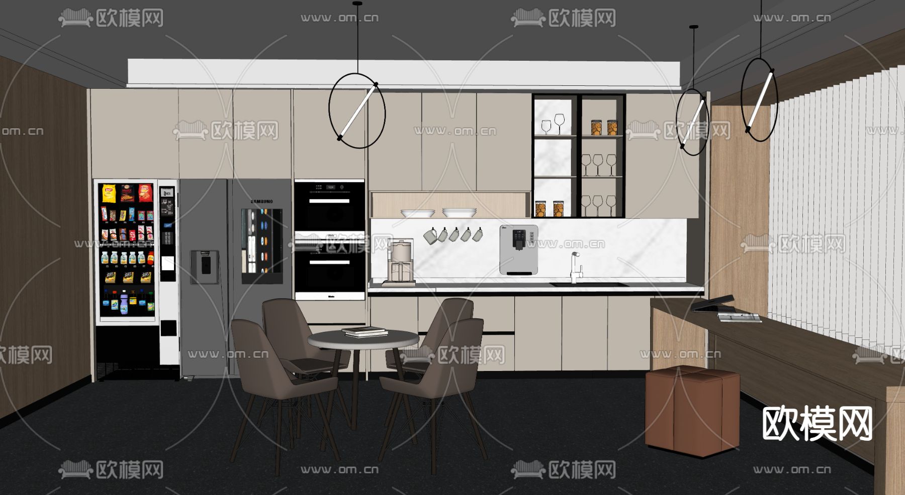 茶水间 水吧区su模型下载（渲染图1）