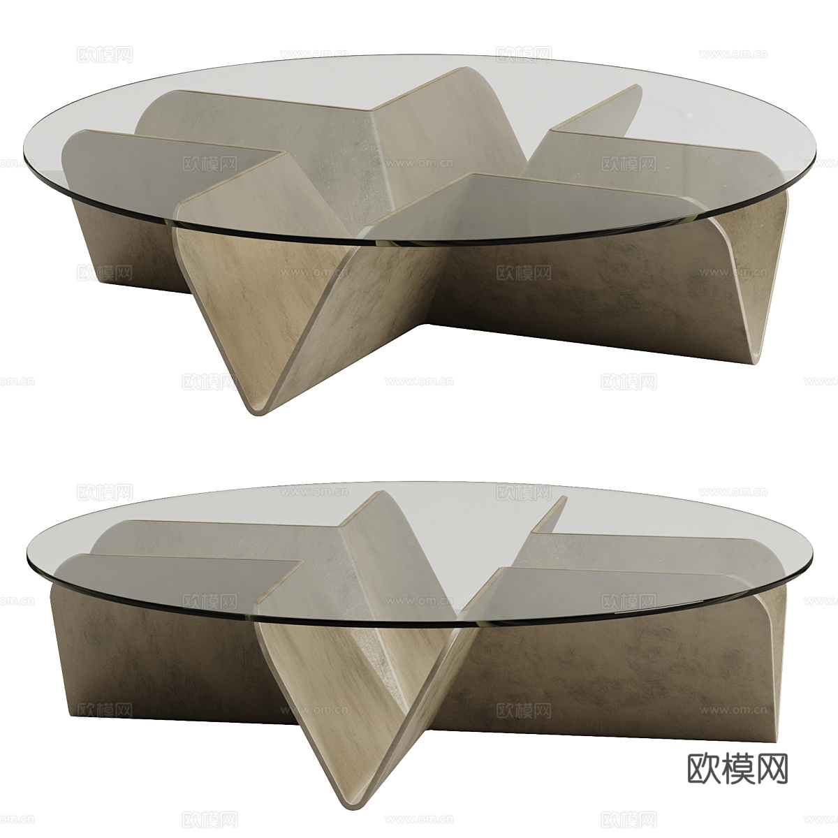 现代意式极简玻璃圆茶几3d模型