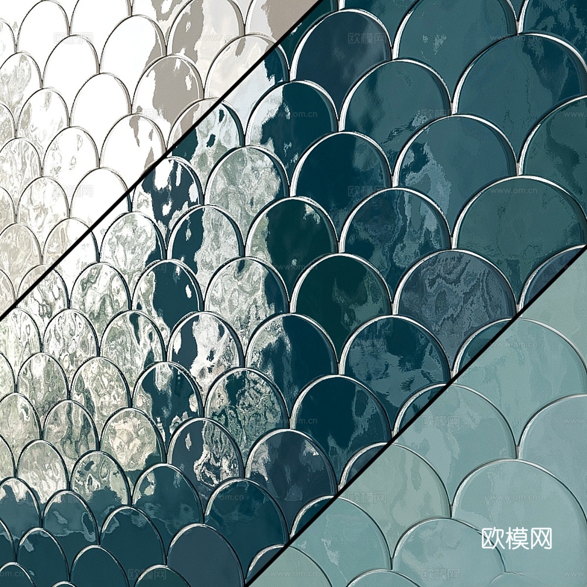Sorrento Wave陶瓷墙砖7种类型3d模型