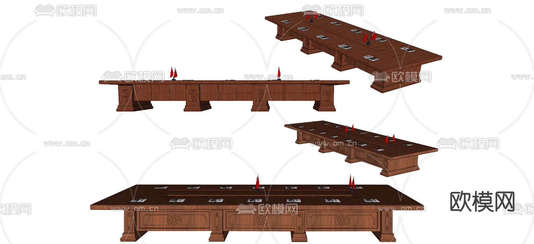 中式会议桌 培训桌su模型