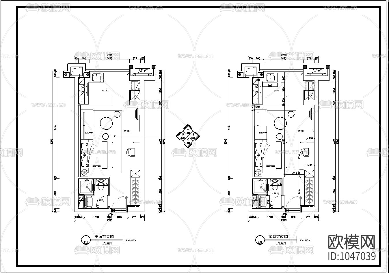 北欧单身公寓施工图效果图下载（渲染图3）