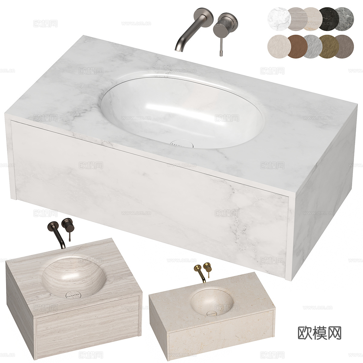 现代意式 SALVATORI 洗脸盆3d模型