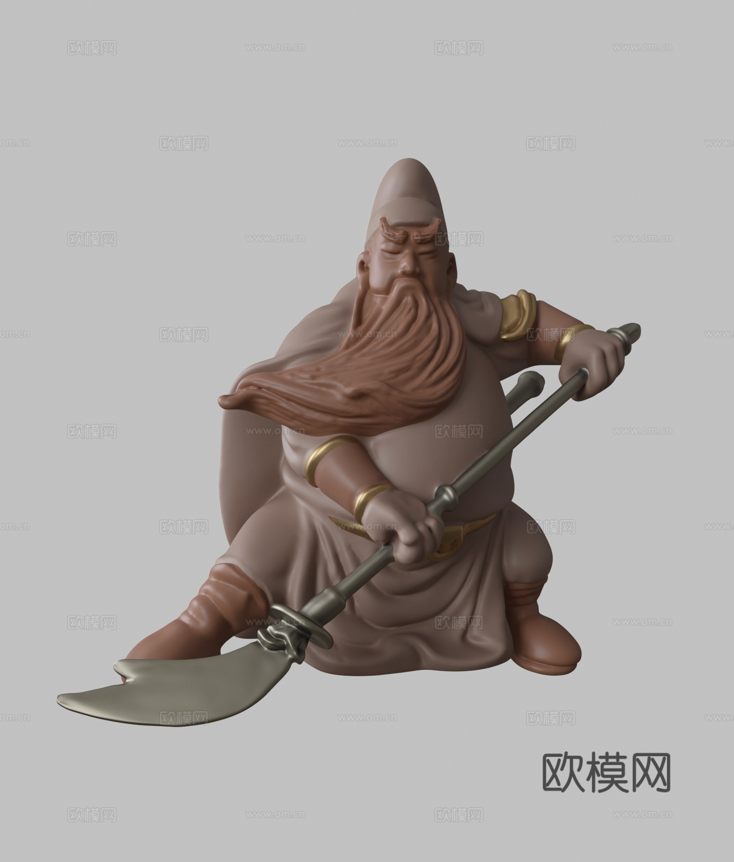 新中式关公紫砂茶宠3d模型