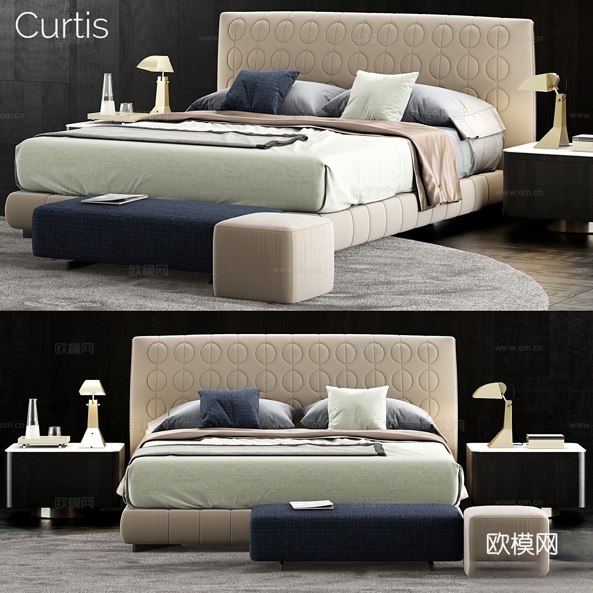 Minotti Curtis 床3d模型
