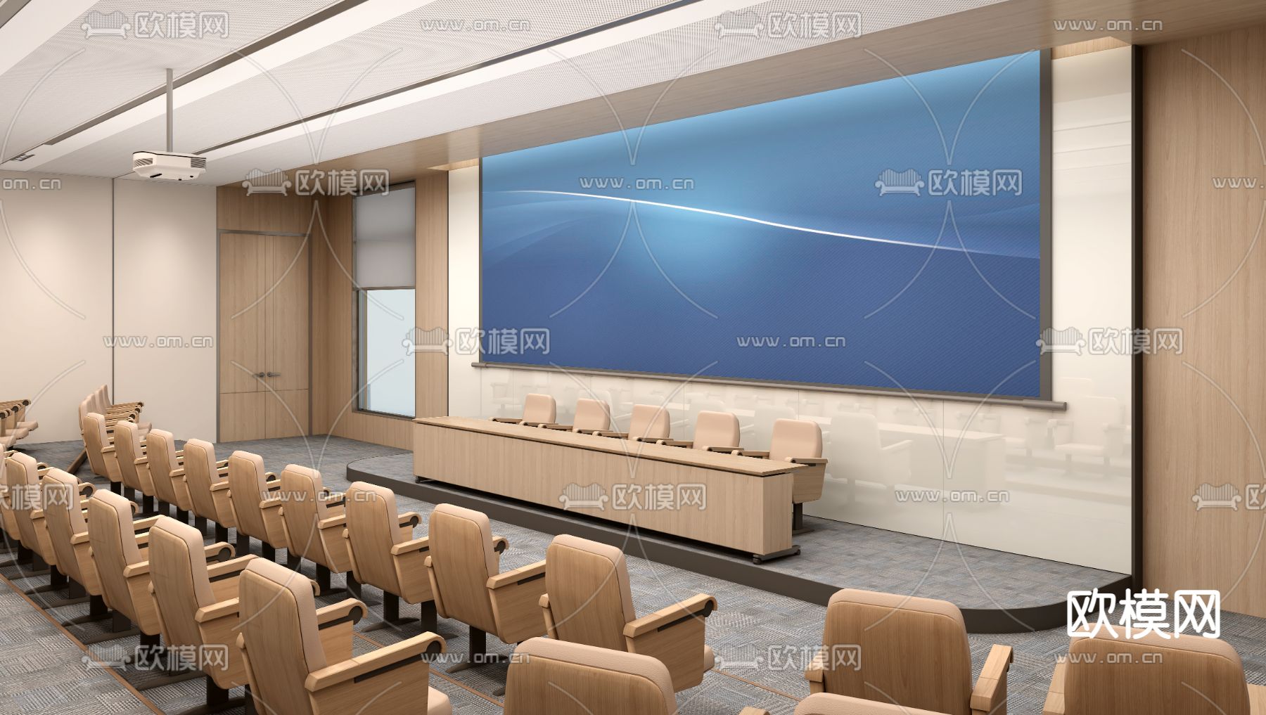 报告厅 会议室 主席台su模型下载（渲染图1）