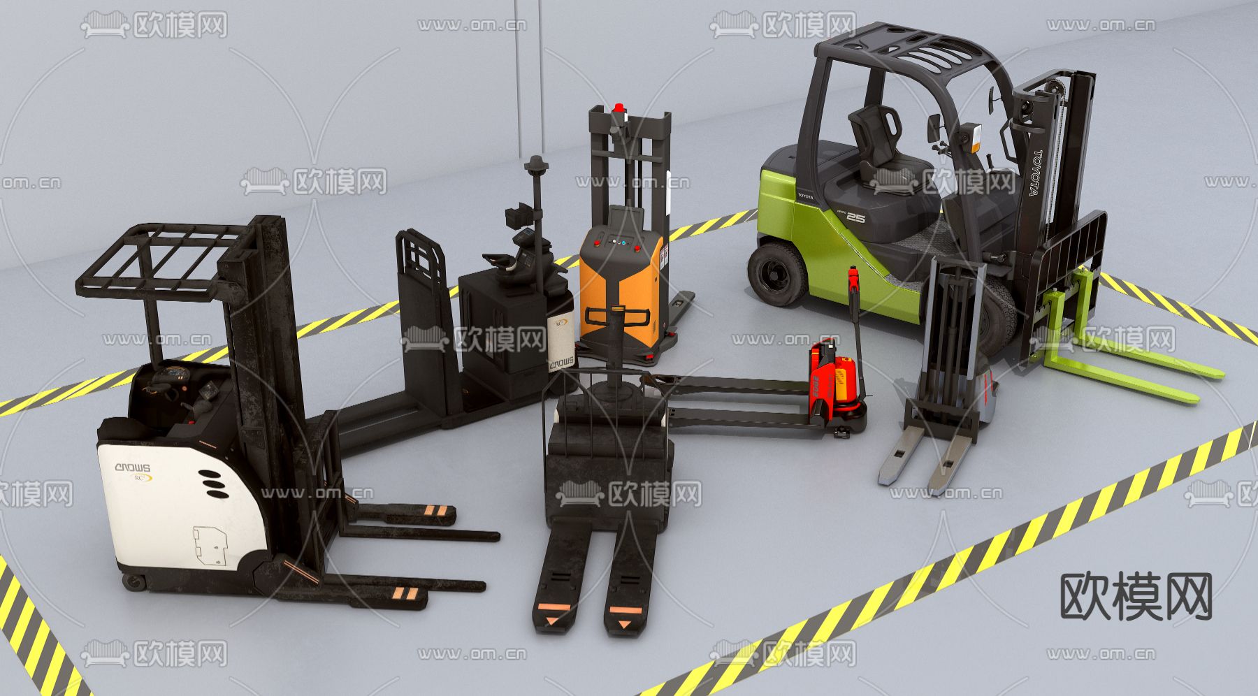 叉车 拖板车 搬运车 地牛su模型下载（渲染图3）
