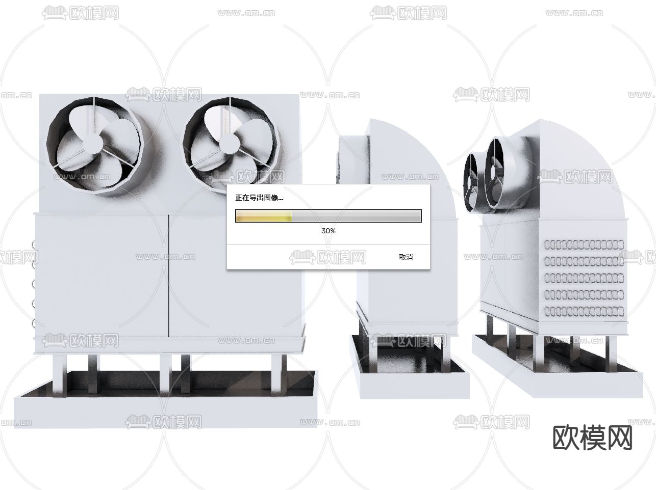 不锈钢管道 风道 冷却塔su模型
