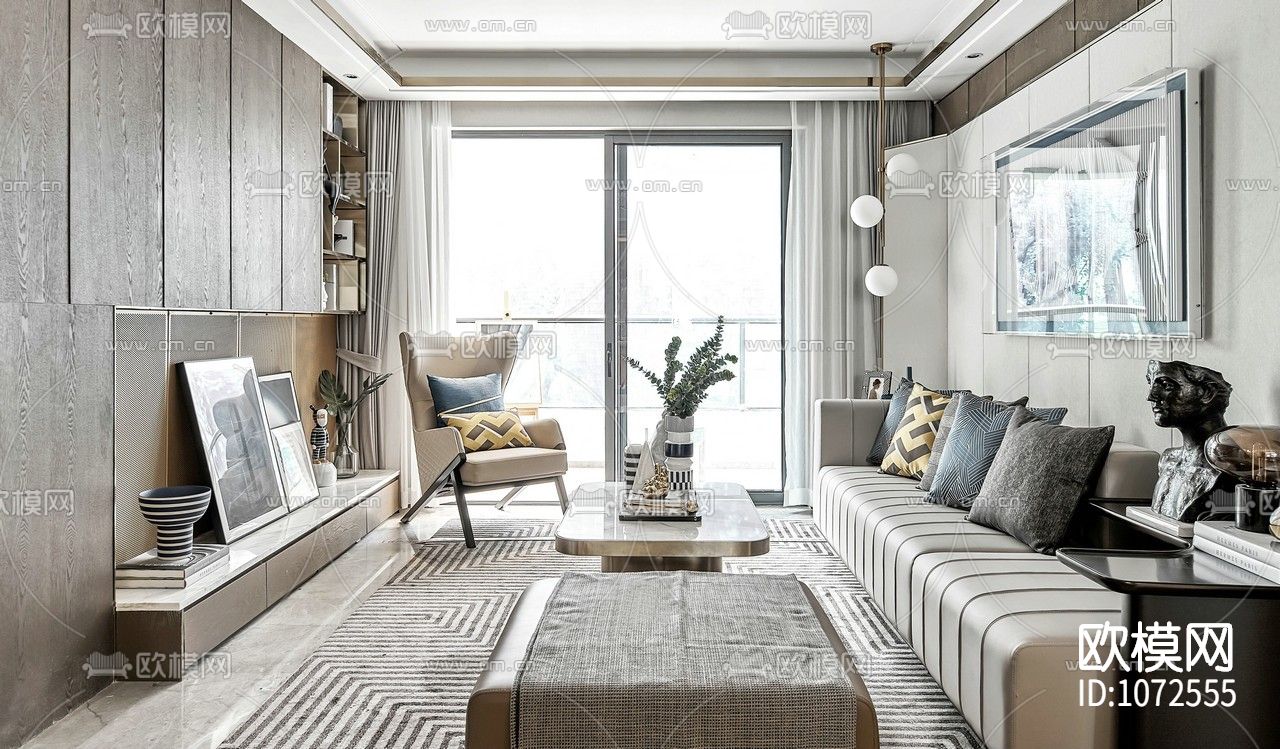 现代轻奢样板房下载（渲染图1）