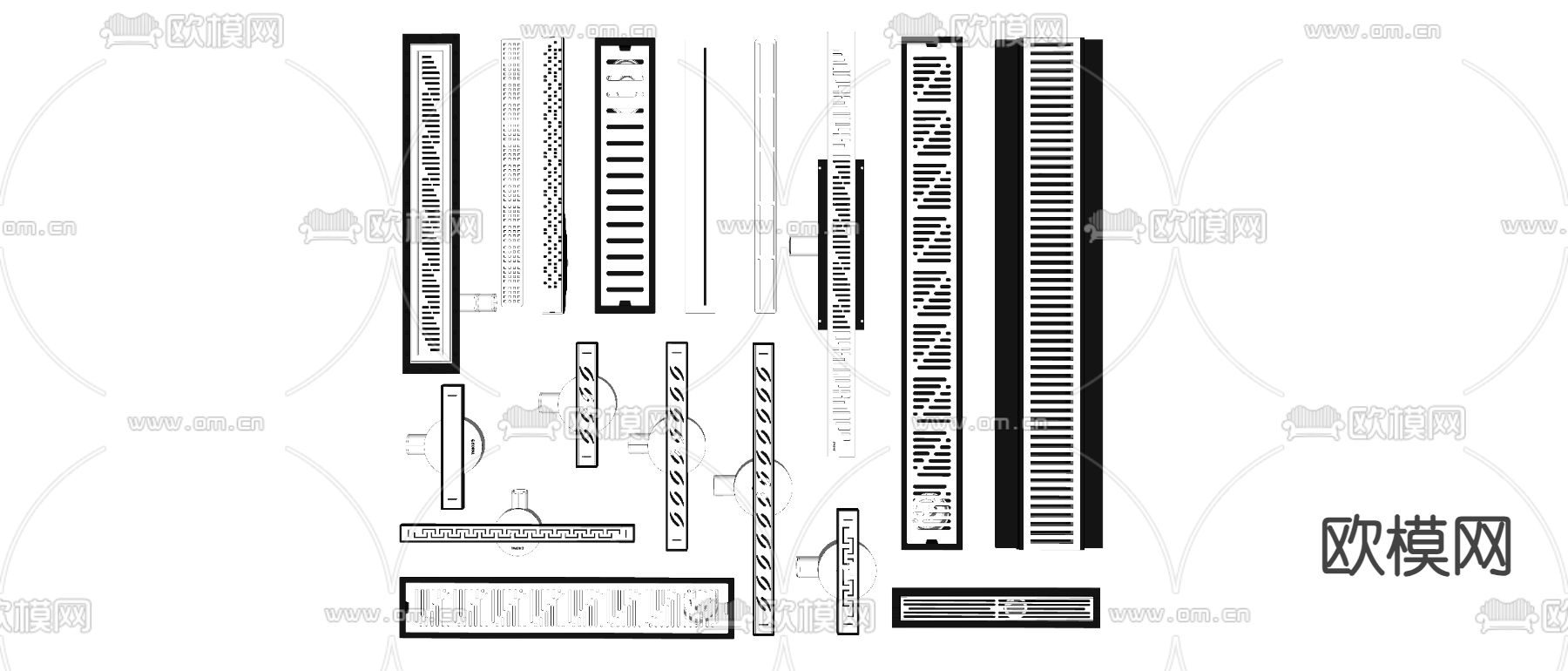 条形地漏 长条地漏 排水口 下水口 排水口 管道零件su模型