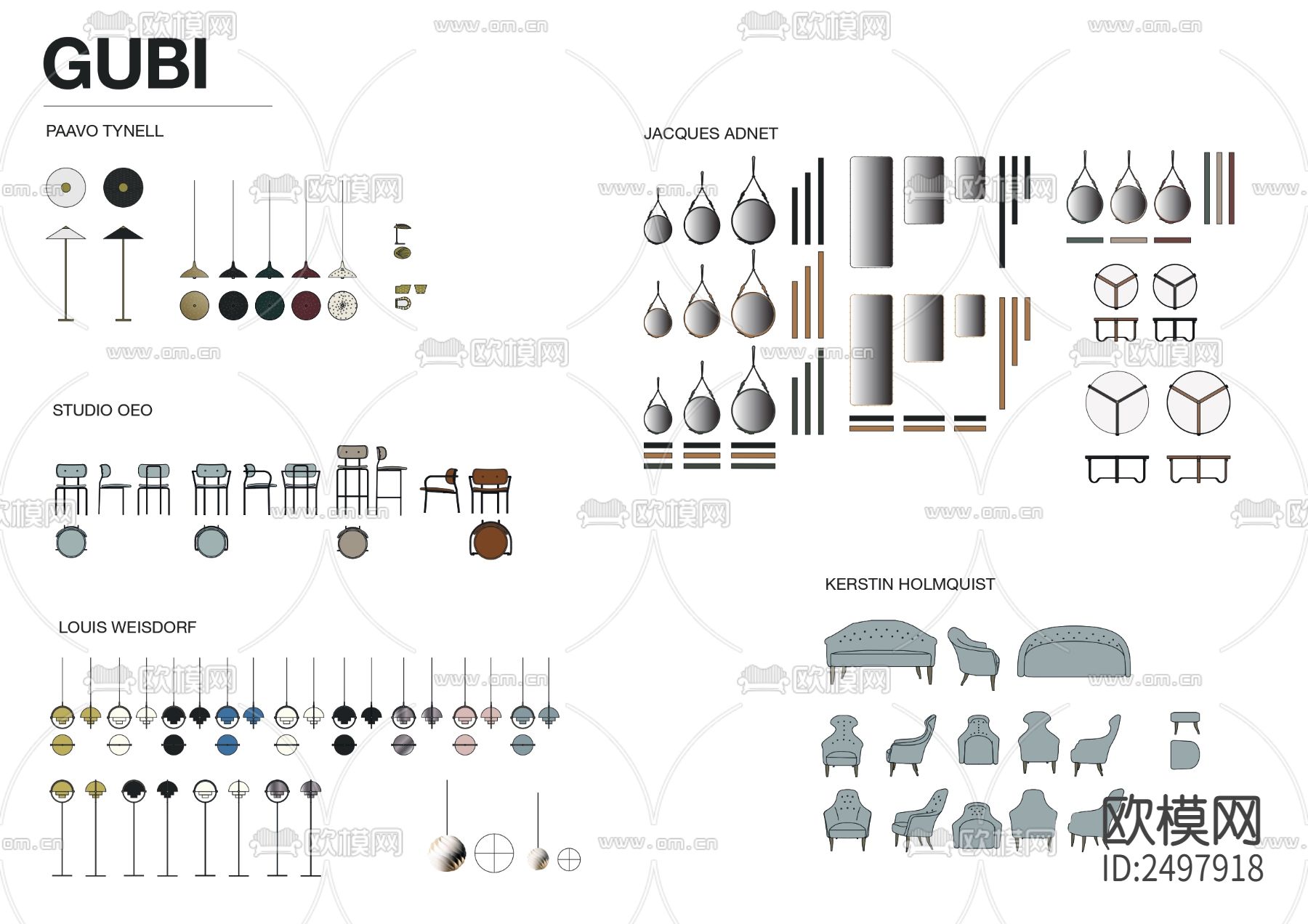 国外家具颜色填充模块cad图库下载（渲染图3）