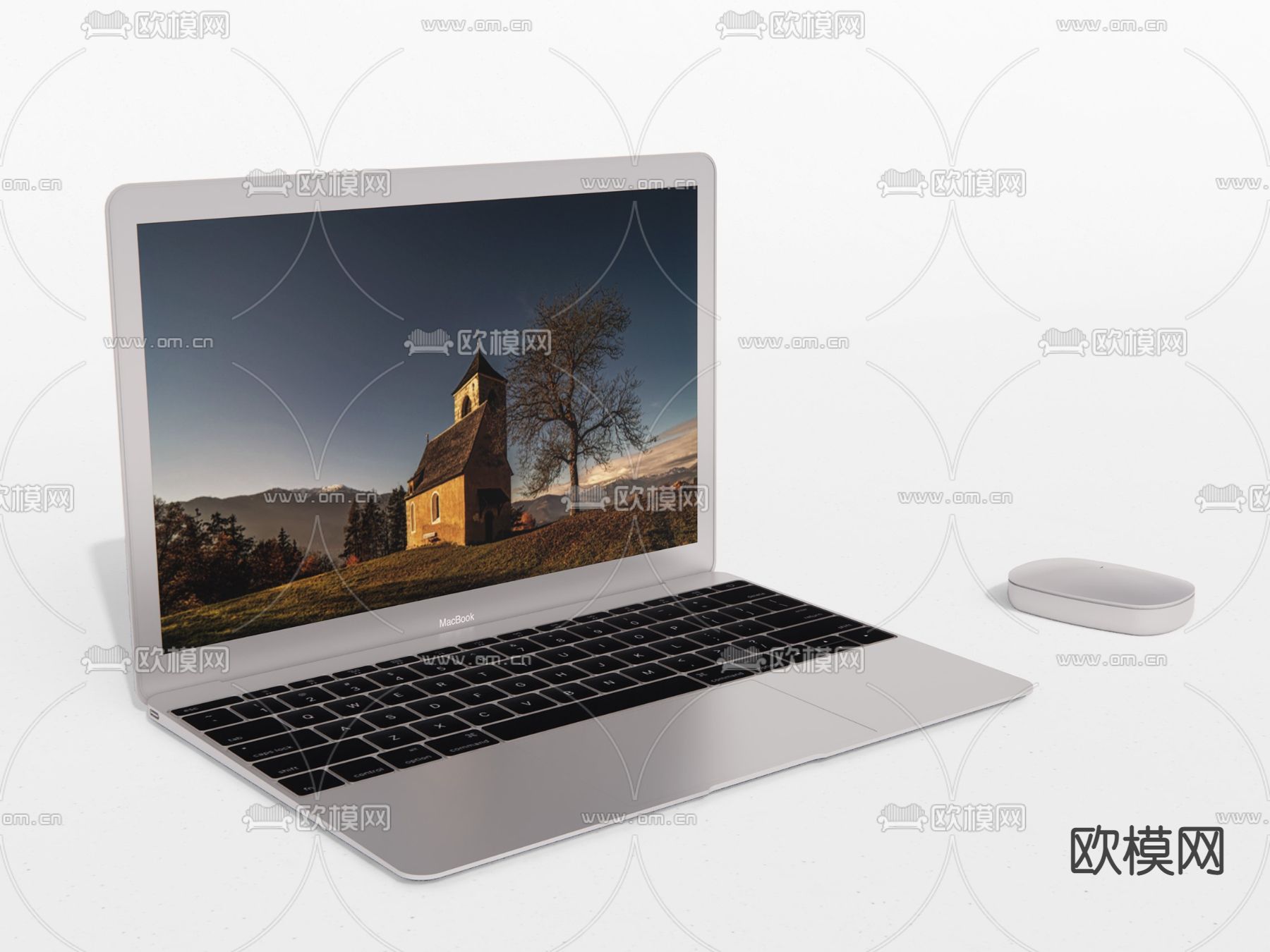 笔记本电脑无线鼠标su模型下载（渲染图1）