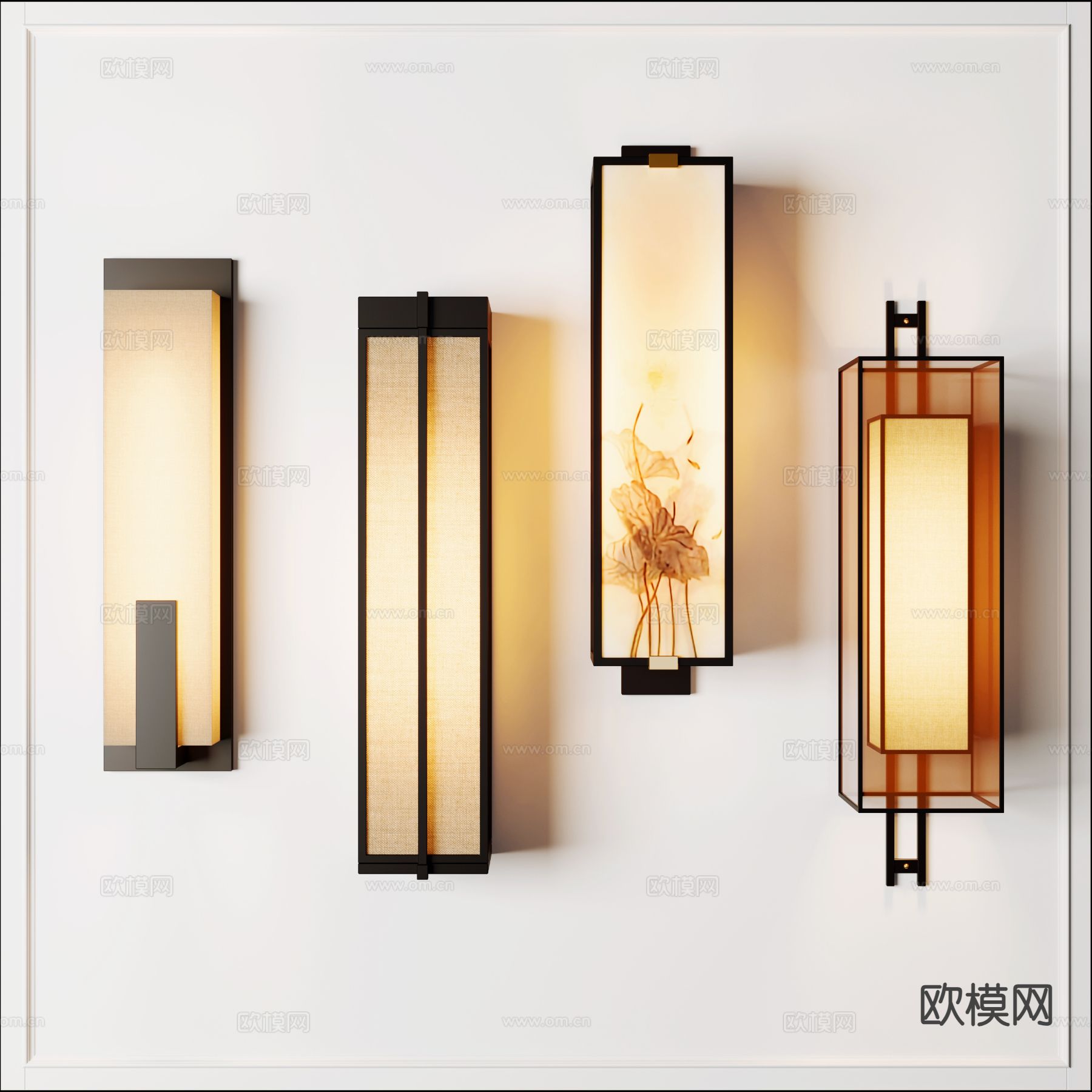 新中式壁灯3d模型下载