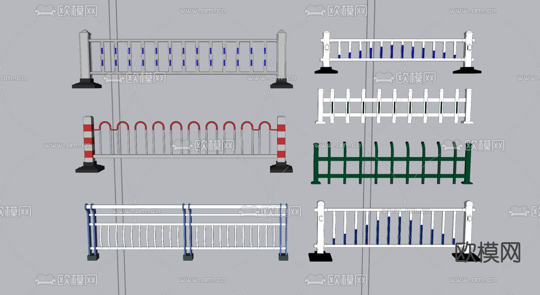 交通护栏 市政栏杆 交通设施su模型下载（渲染图4）