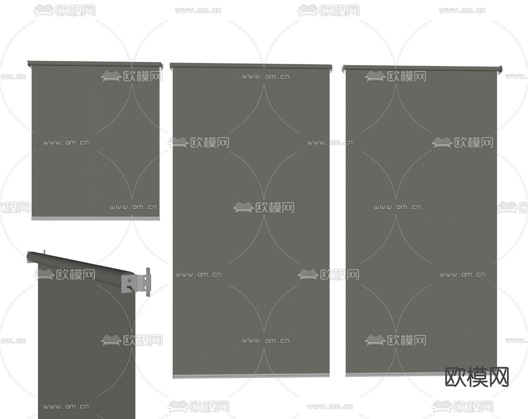 现代卷帘 遮阳帘 窗帘su模型