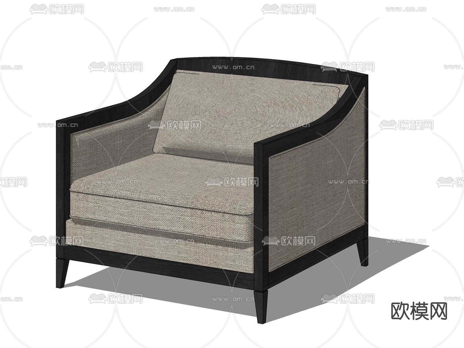 新中式休闲椅su模型下载（渲染图2）