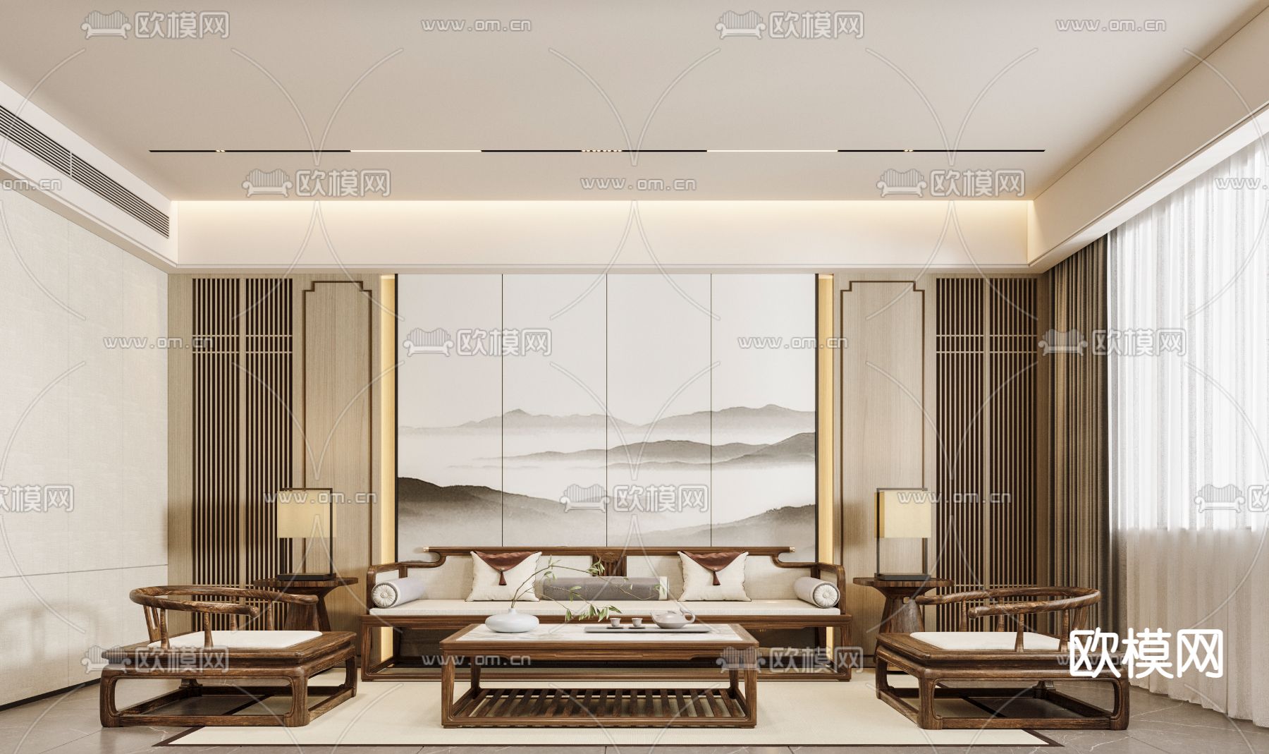 董事长室 总经理室3d模型下载（渲染图2）