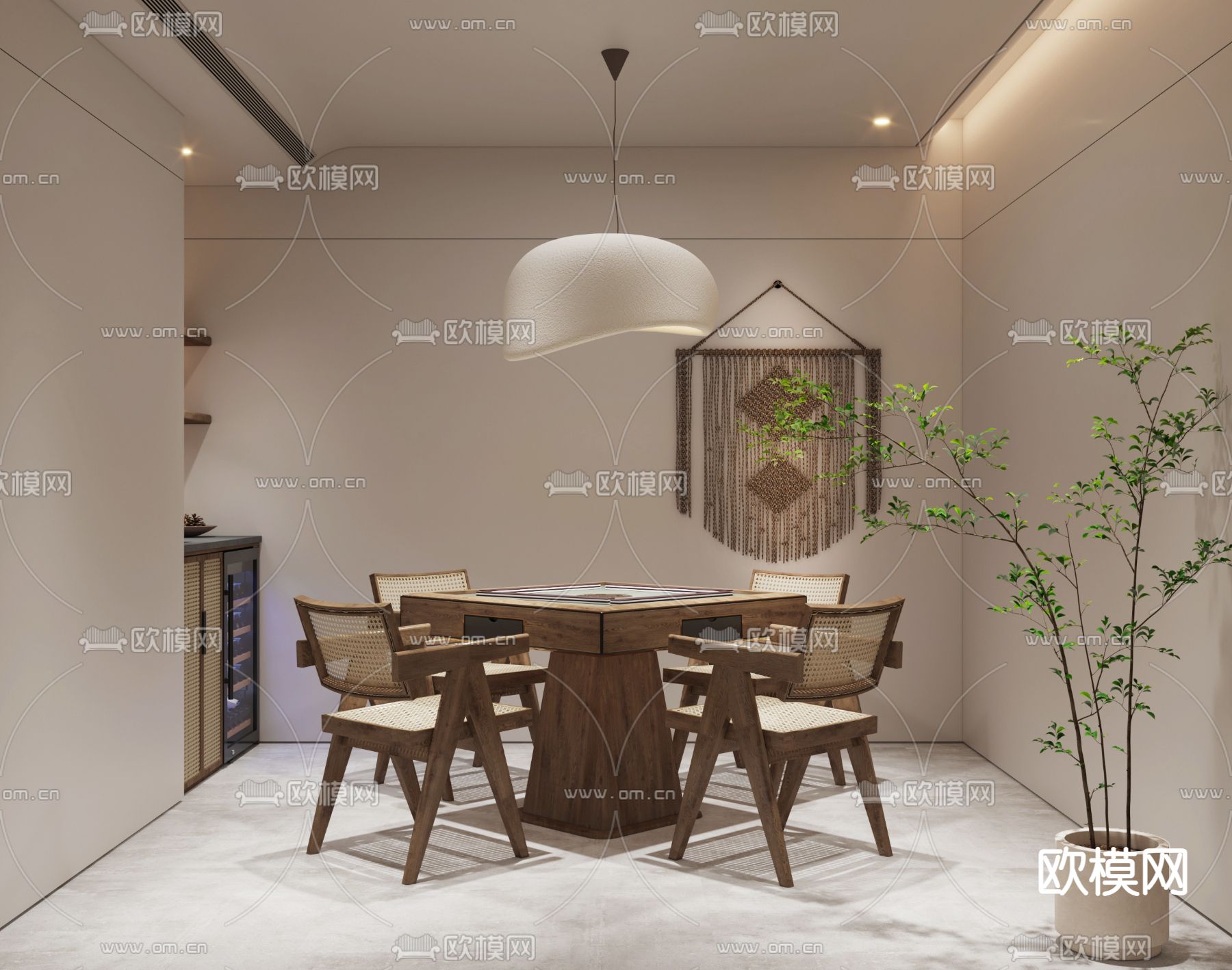 侘寂风棋牌室3d模型下载（渲染图2）