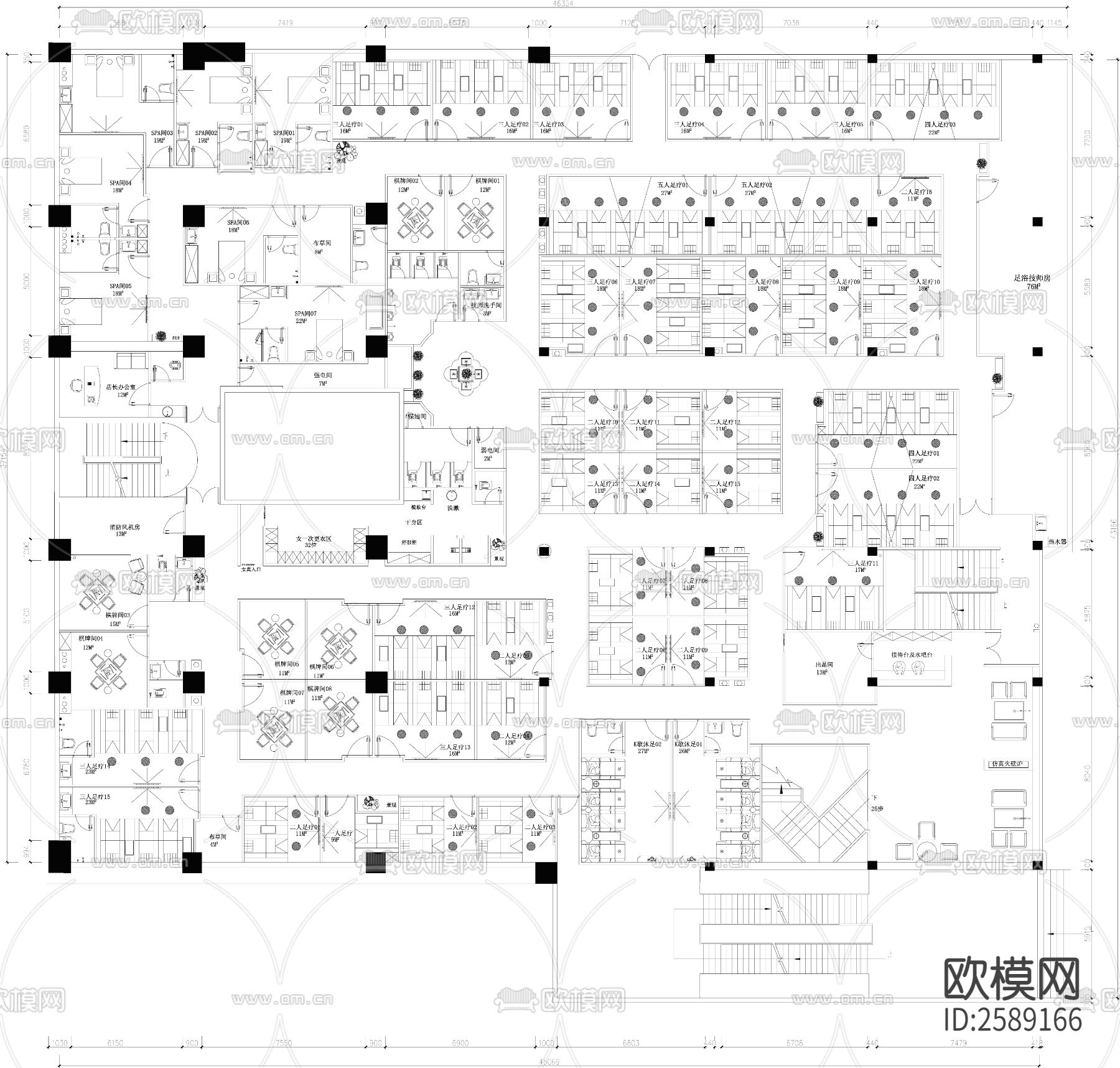 大型足疗SAPcad施工图下载