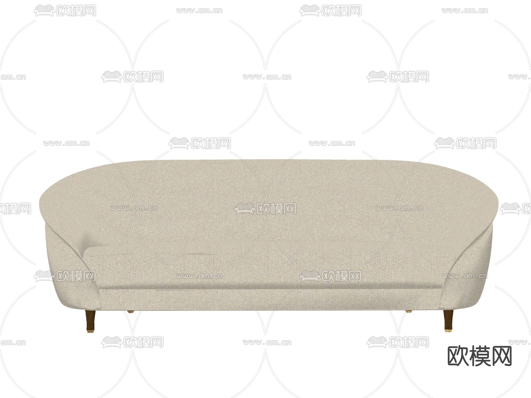 法式布艺多人沙发su模型下载（渲染图2）