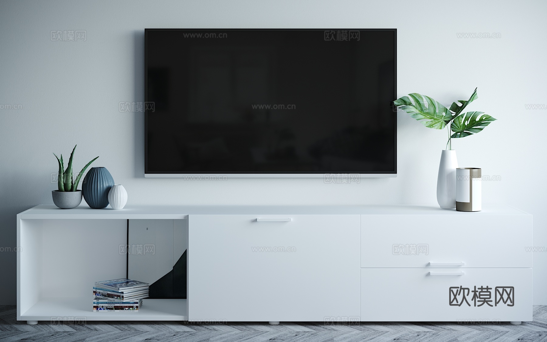 北欧电视柜 摆件组合3d模型