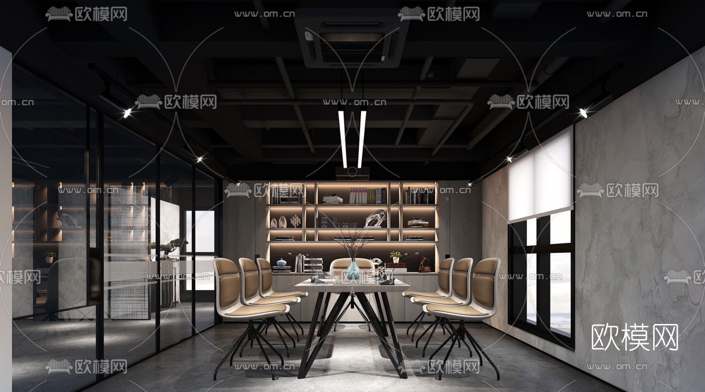 工业风会议室3d模型下载（渲染图4）