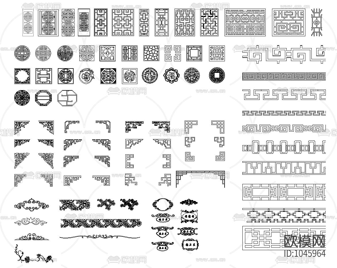 中式花格屏风图库下载（渲染图3）