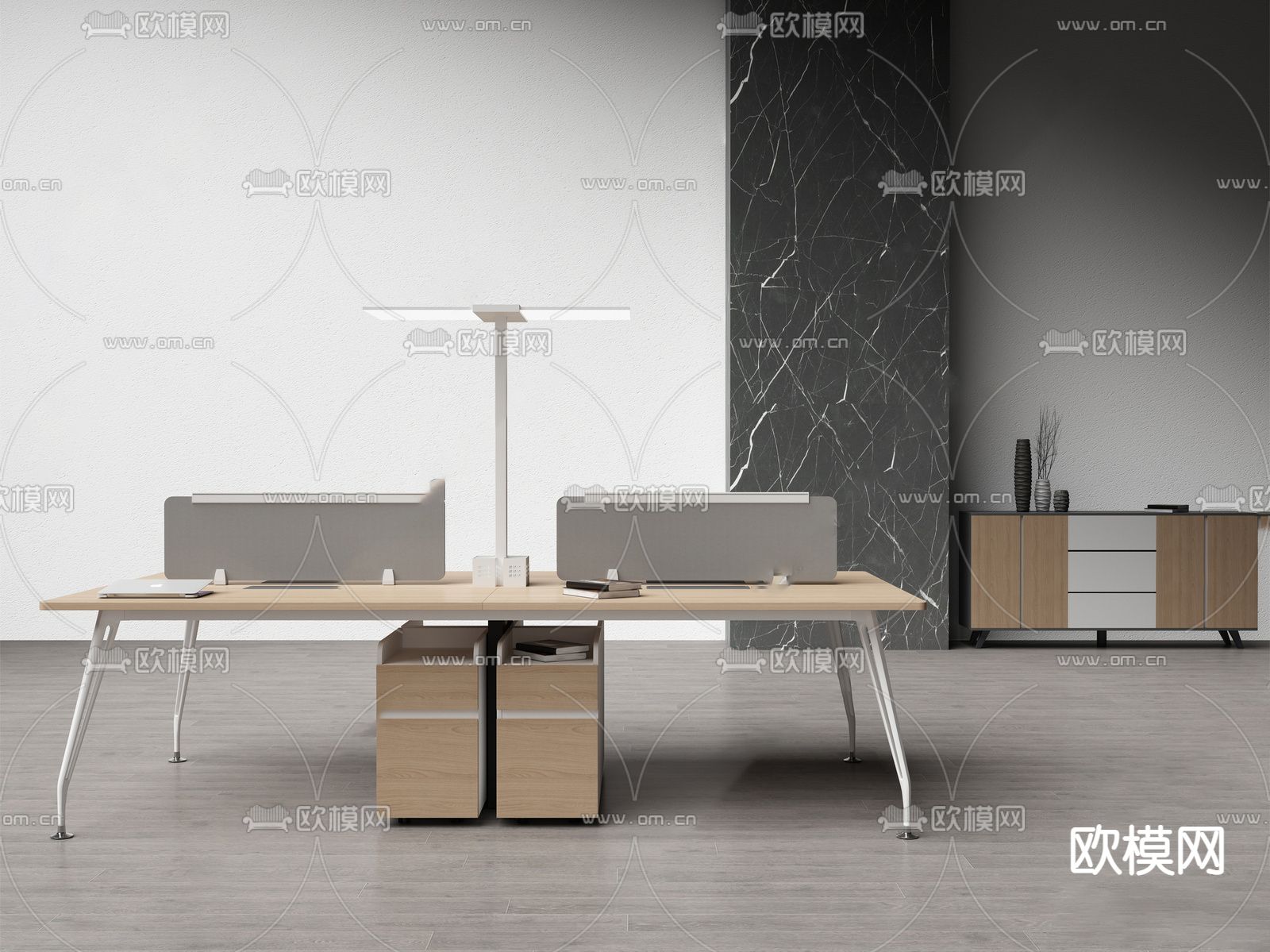 现代屏风卡位su模型下载（渲染图1）