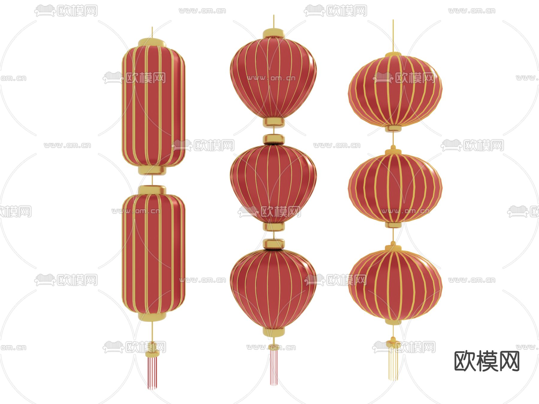 中式红灯笼 春节装饰su模型