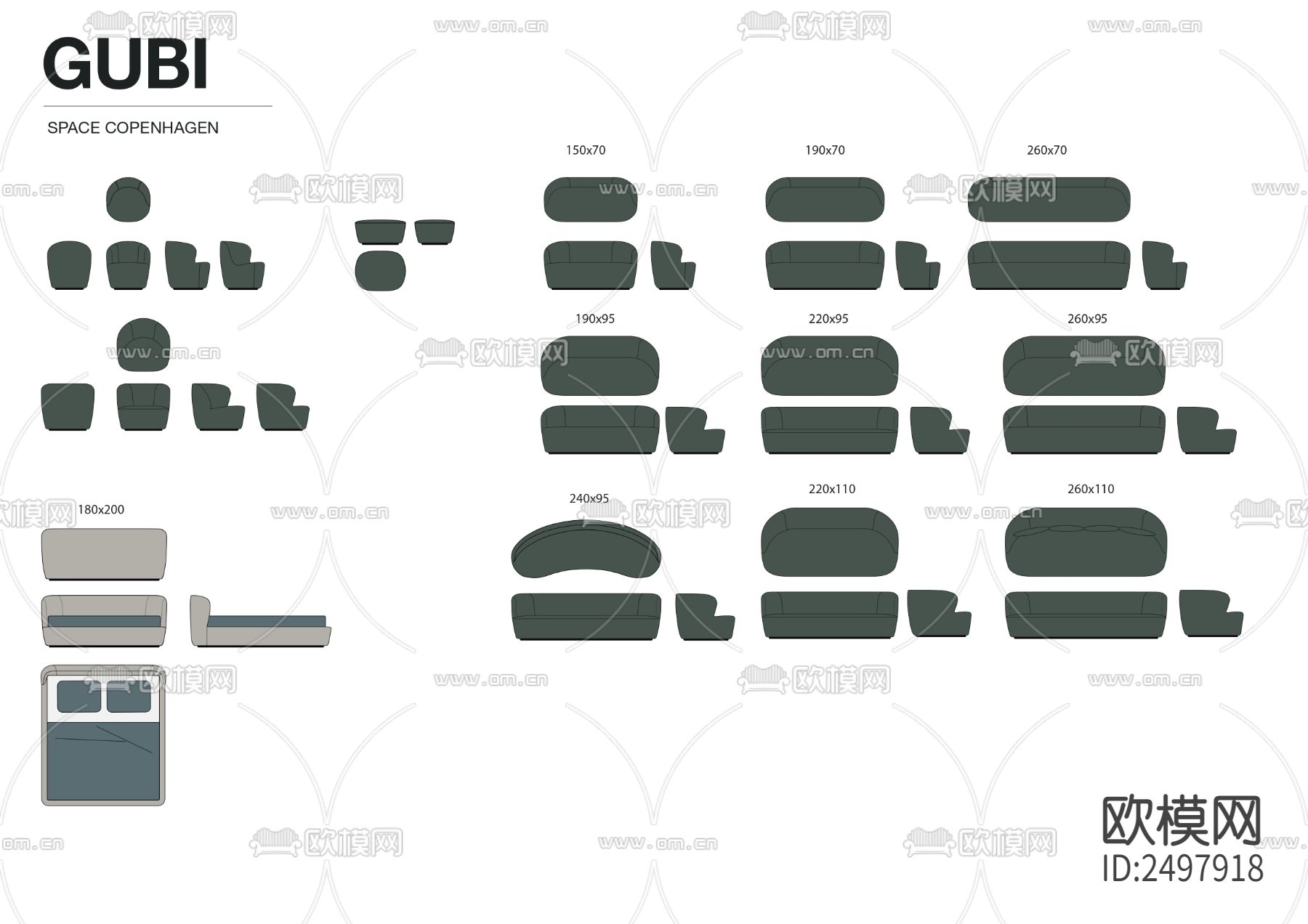 国外家具颜色填充模块cad图库下载（渲染图6）