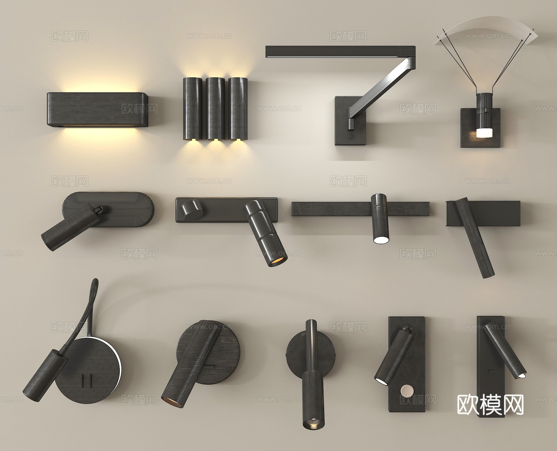 现代壁灯 床头壁灯 阅读灯 小壁灯 长条壁灯 金属壁灯3d模型