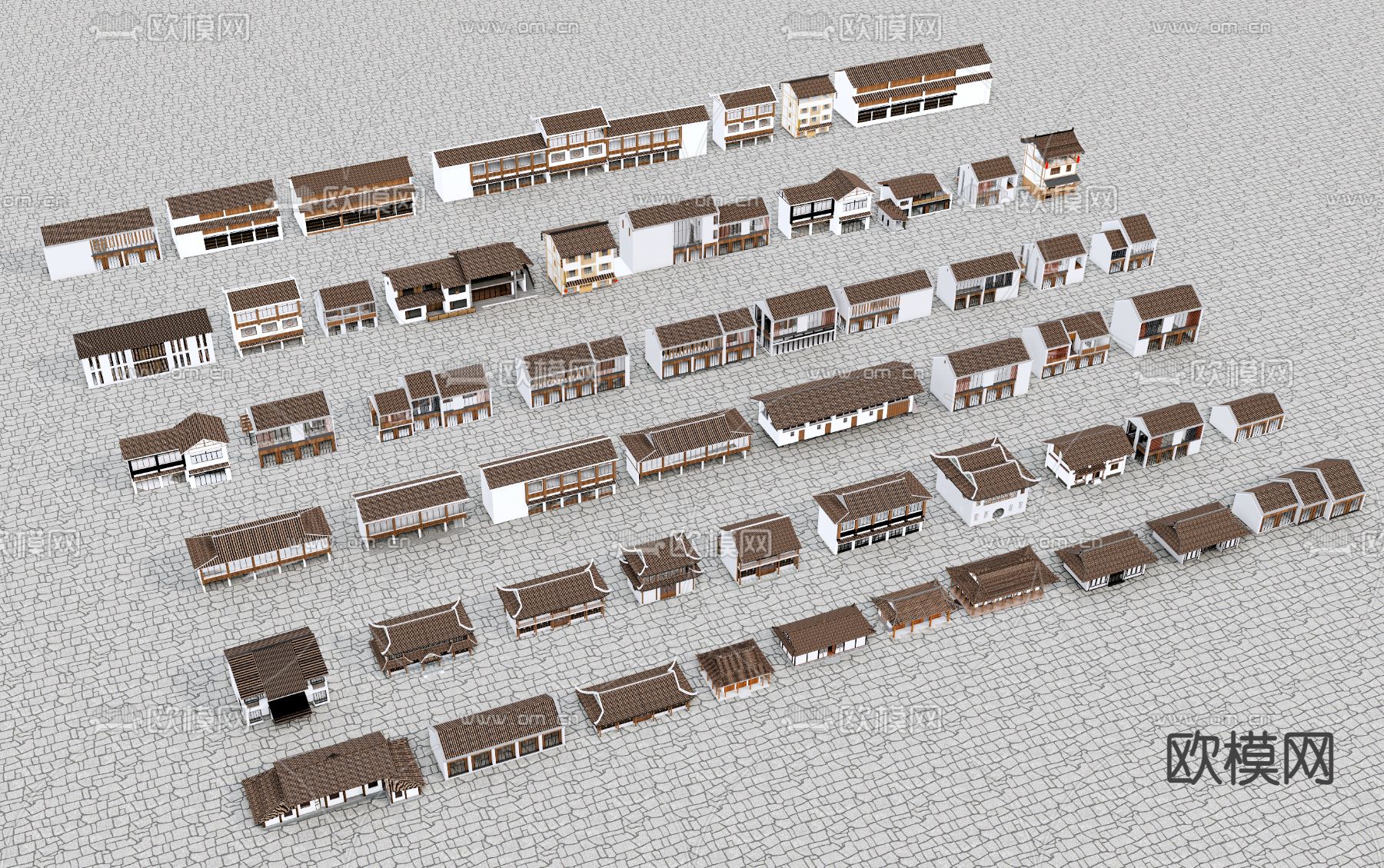 新中式乡村民房 古建筑su模型下载（渲染图1）