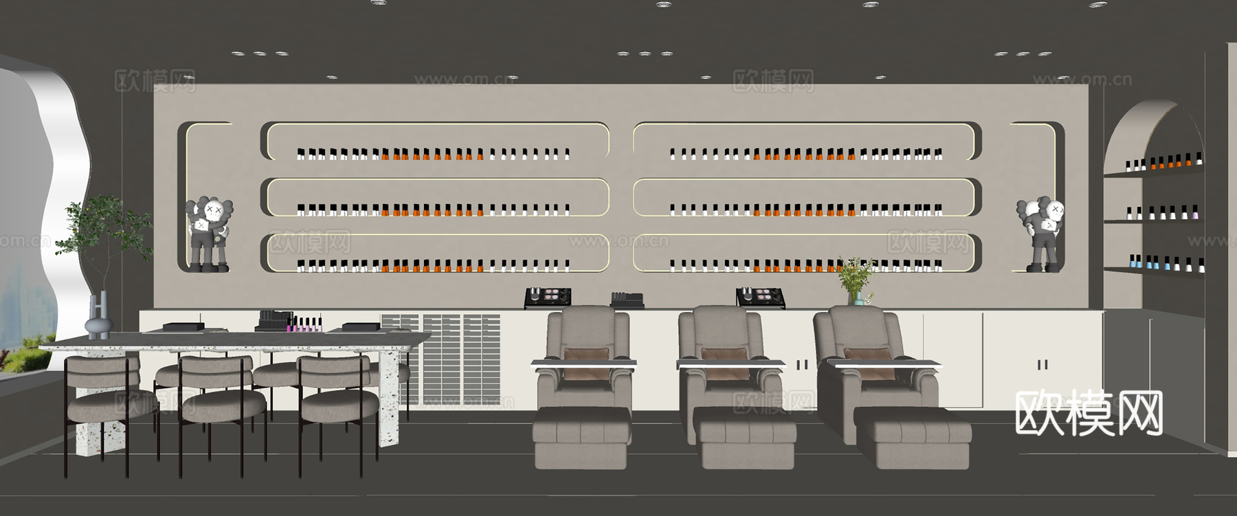 侘寂美甲店 美睫美甲店su模型下载（渲染图1）